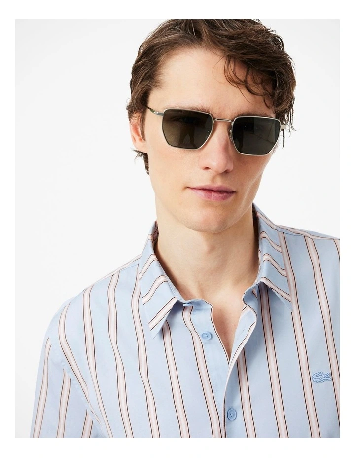 Summer Sets Striped Poplin Shirt Chambray/Miami-Blackbird- image 3
