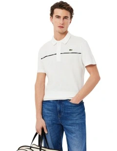 Tape Regular Fit Polo Shirt in White