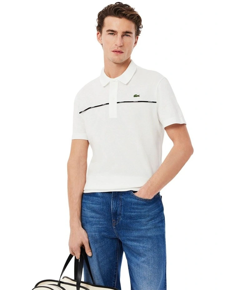 Tape Regular Fit Polo Shirt in White image 1