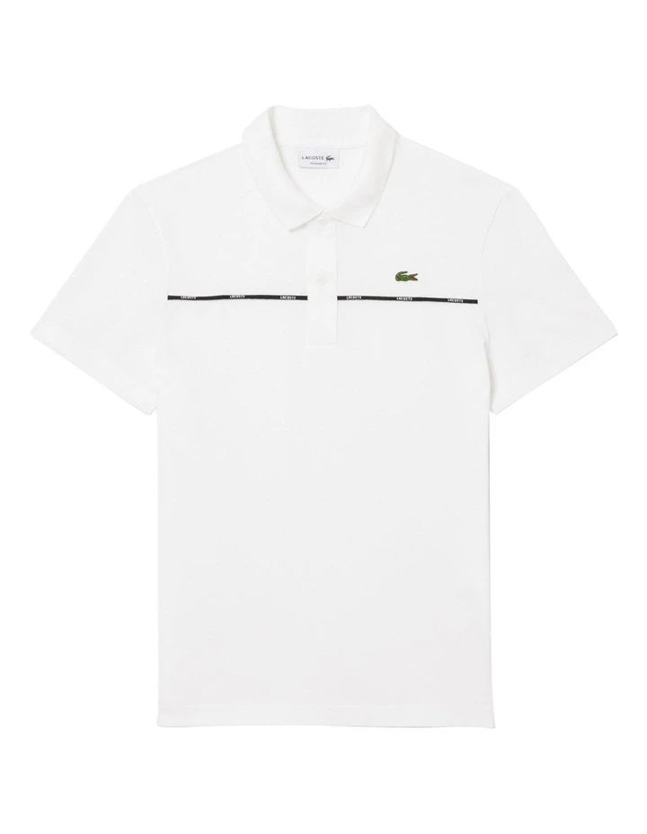 Tape Regular Fit Polo Shirt in White image 3