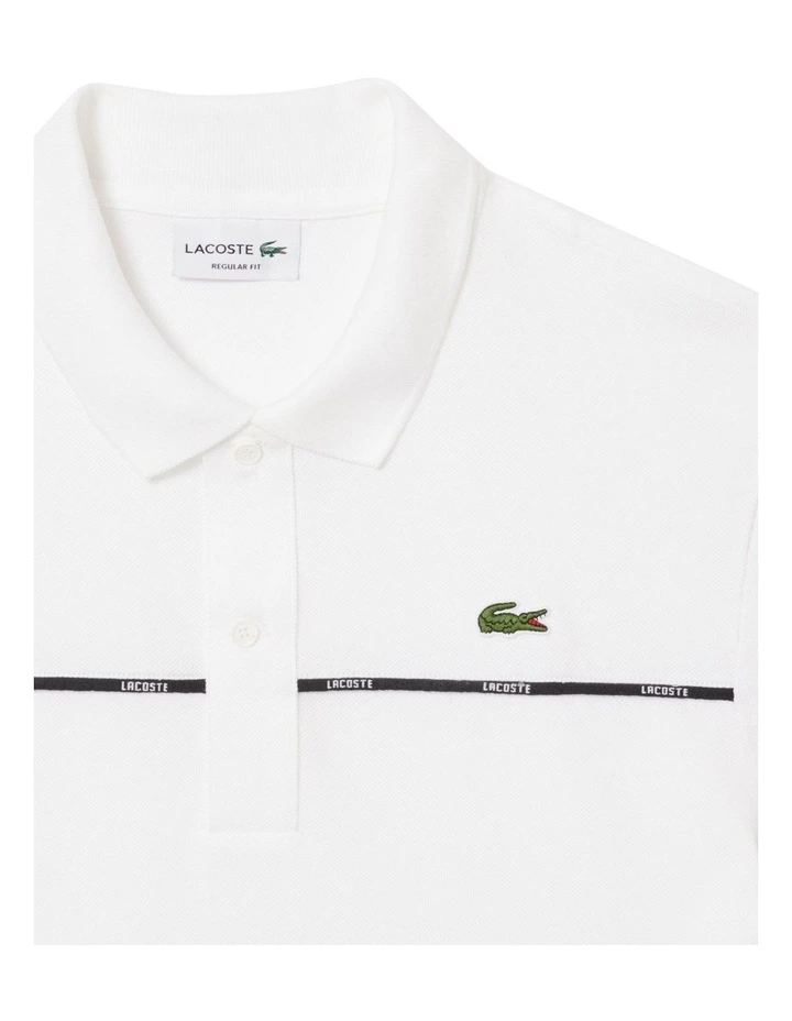 Tape Regular Fit Polo Shirt in White image 4