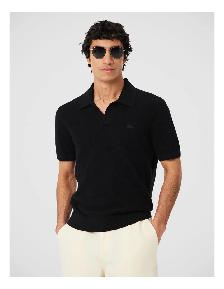 Paris Open Neck Knit Polo  Black image 1