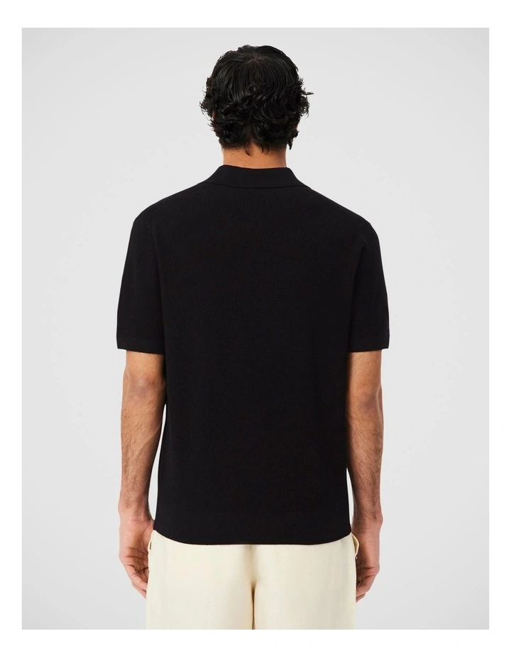 Paris Open Neck Knit Polo  Black image 2