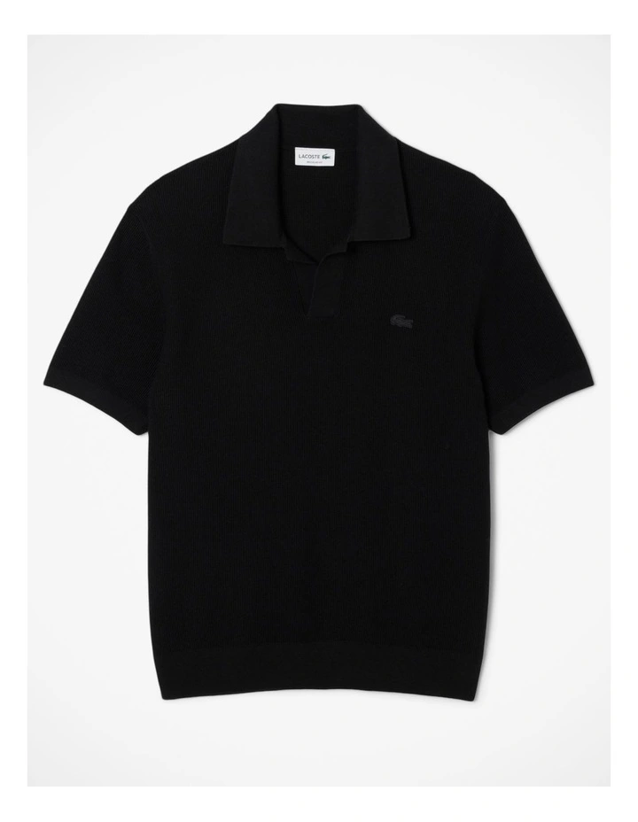 Paris Open Neck Knit Polo  Black image 5