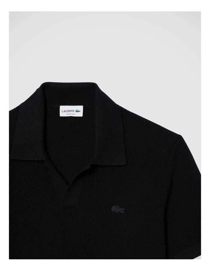 Paris Open Neck Knit Polo  Black image 6