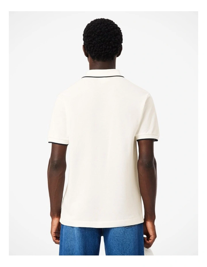 Core Essentials Regular Pique Polo Shirt Flour/Navy image 2