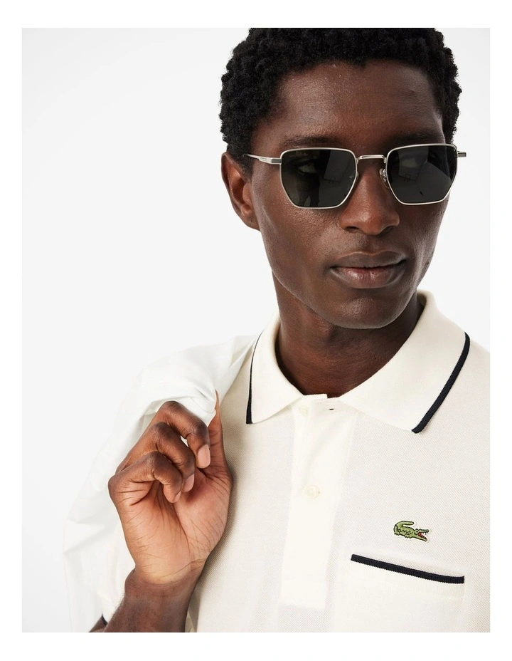 Core Essentials Regular Pique Polo Shirt Flour/Navy image 3