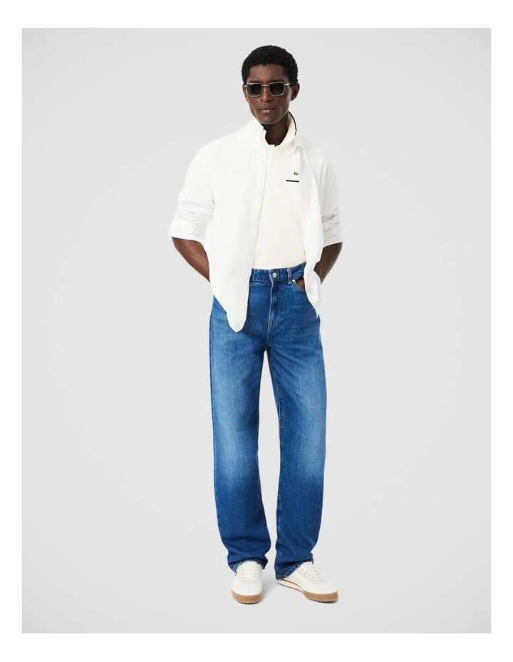 Core Essentials Regular Pique Polo Shirt Flour/Navy image 4