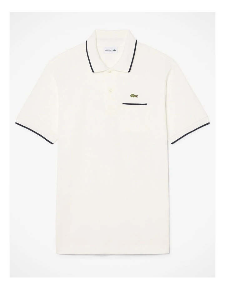 Core Essentials Regular Pique Polo Shirt Flour/Navy image 5