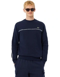 Tape Crew Neck Sweatshirt in Navy Blue