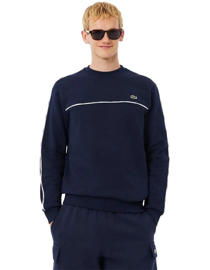 Tape Crew Neck Sweatshirt in Navy Blue image 1