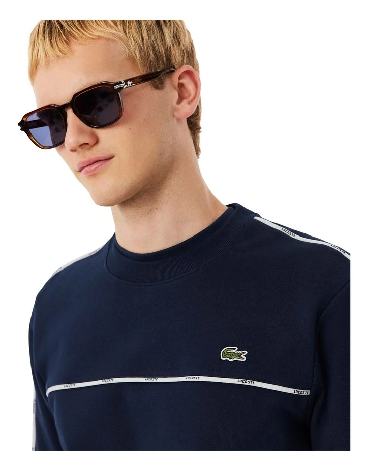 Tape Crew Neck Sweatshirt in Navy Blue image 3