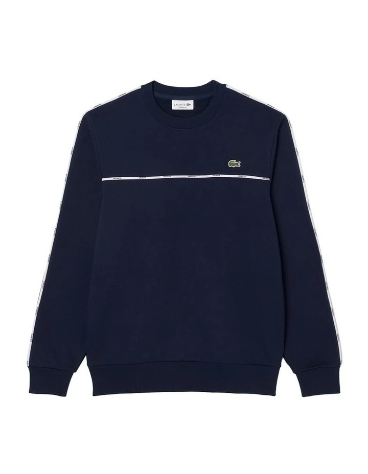 Tape Crew Neck Sweatshirt in Navy Blue image 5
