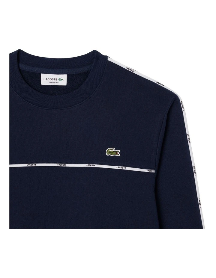 Tape Crew Neck Sweatshirt in Navy Blue image 6