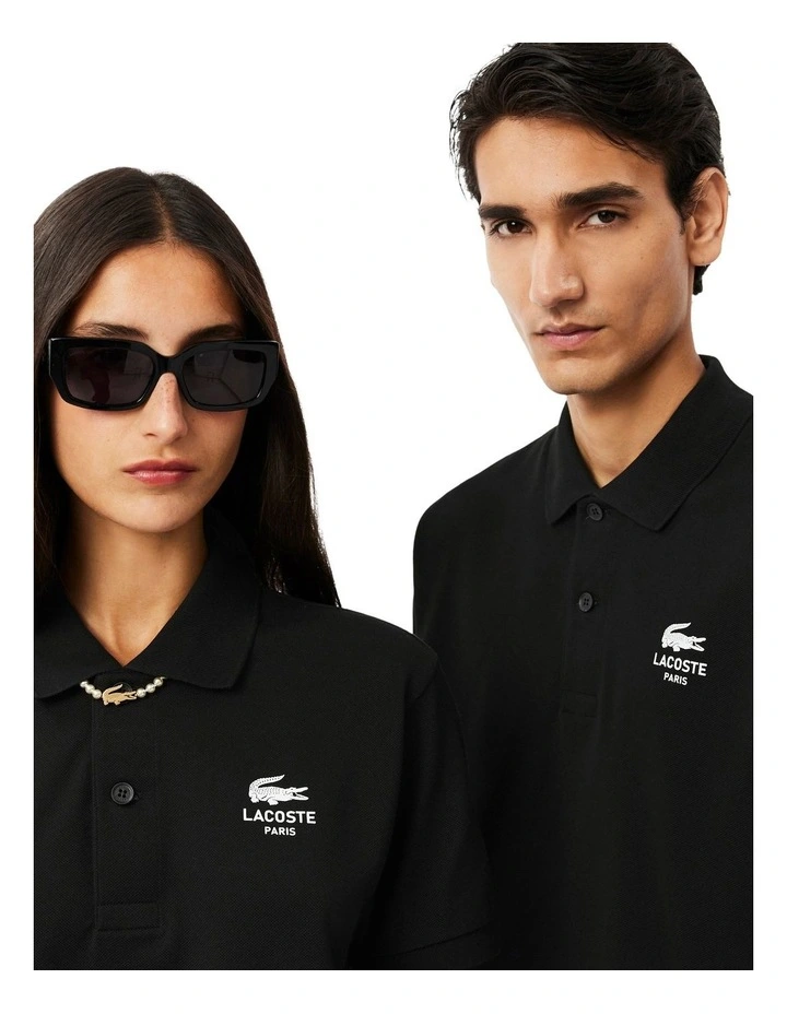 Soft Branding Classc Fit Pique Polo Shirt in Black image 3