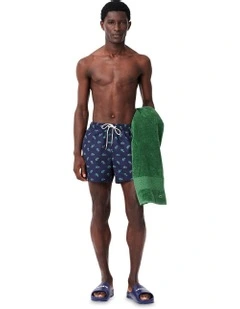 Essentials AOP Croc Swim Short in Navy Blue