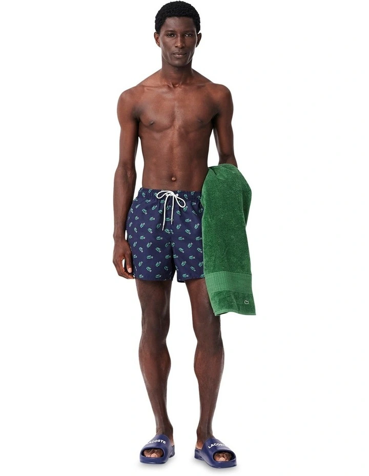 Essentials AOP Croc Swim Short in Navy Blue image 1