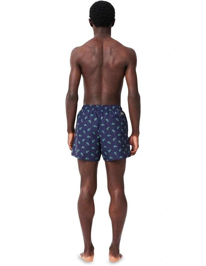 Essentials AOP Croc Swim Short in Navy Blue image 2