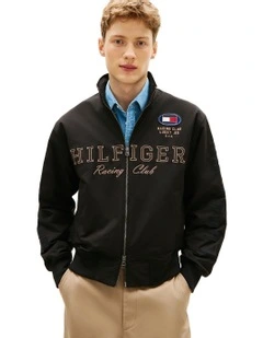 Logo Embroidery Racing Jacket in Black