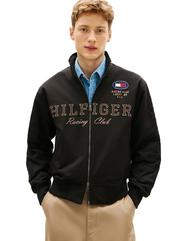 Logo Embroidery Racing Jacket in Black image 1