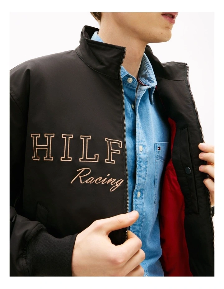Logo Embroidery Racing Jacket in Black image 2