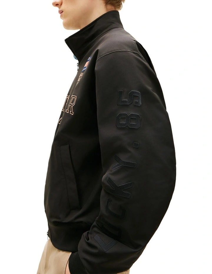 Logo Embroidery Racing Jacket in Black image 3
