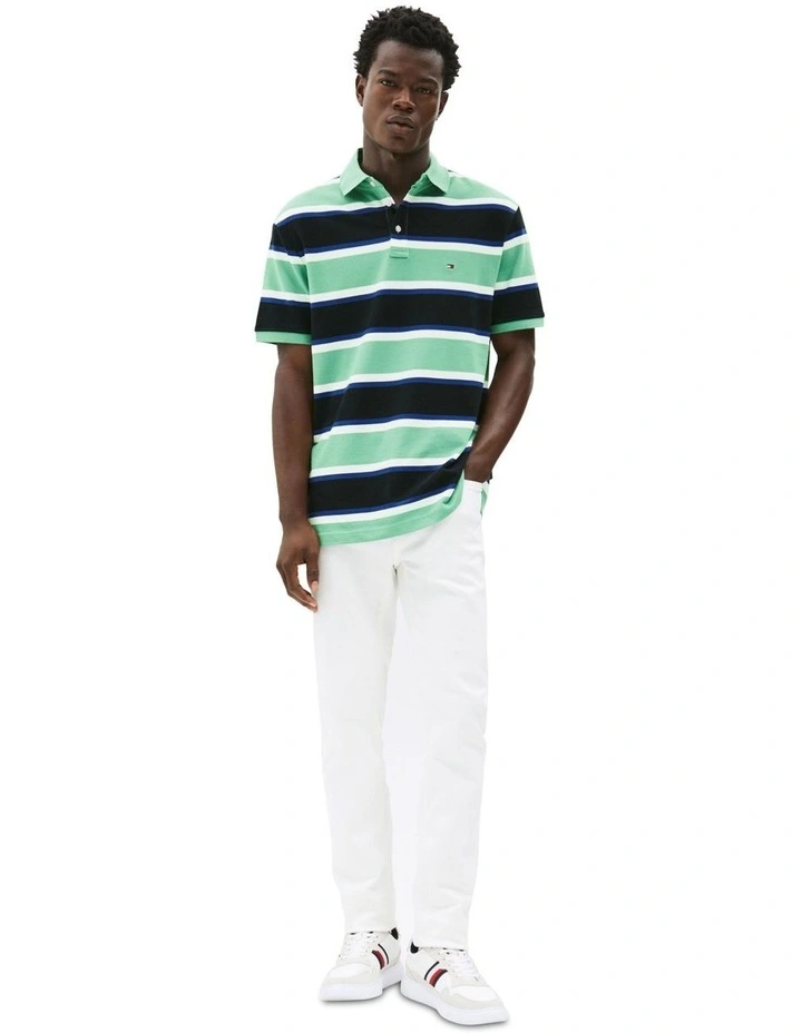 Tricolour Block Stripe Polo in Blue image 4