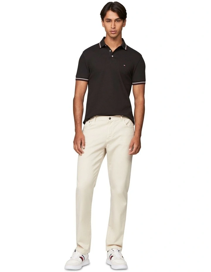 Tipped Slim Fit Polo Shirt in Black image 4
