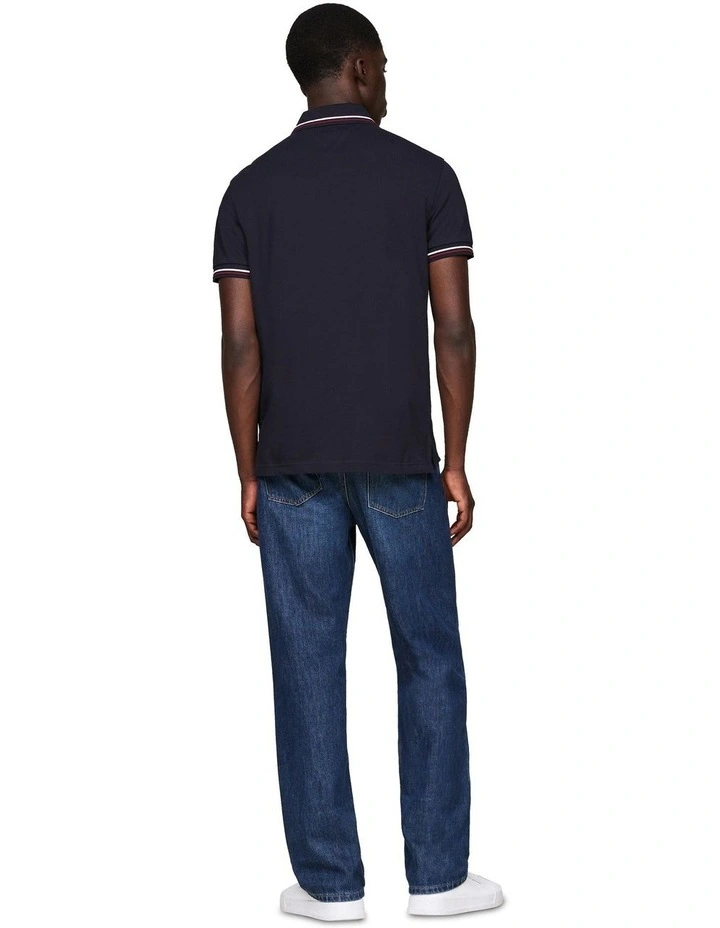 Tipped Slim Fit Polo Shirt in Navy image 2