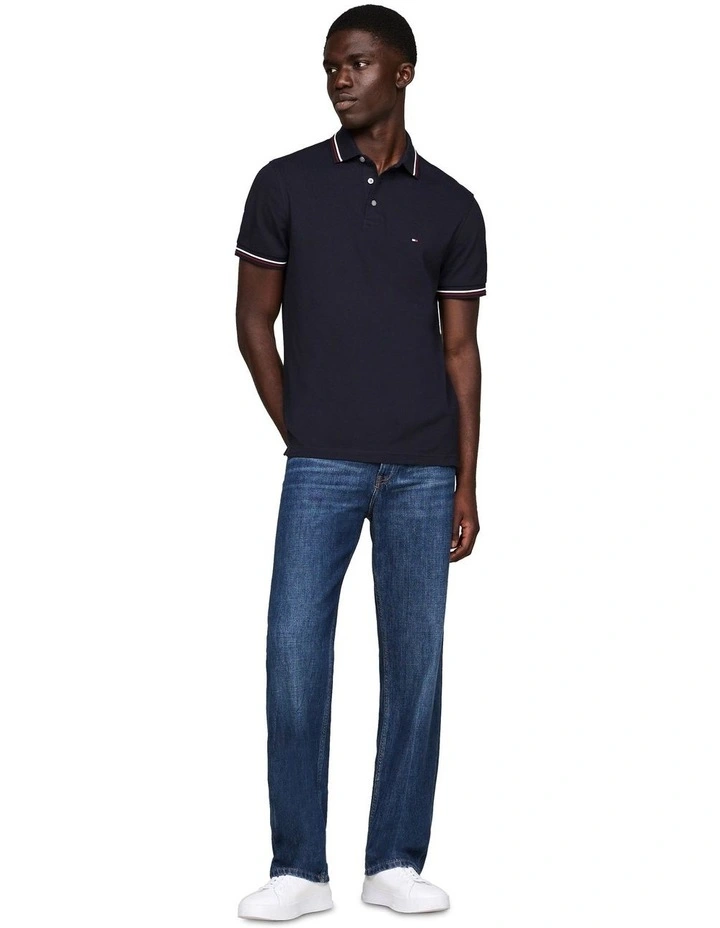 Tipped Slim Fit Polo Shirt in Navy image 4