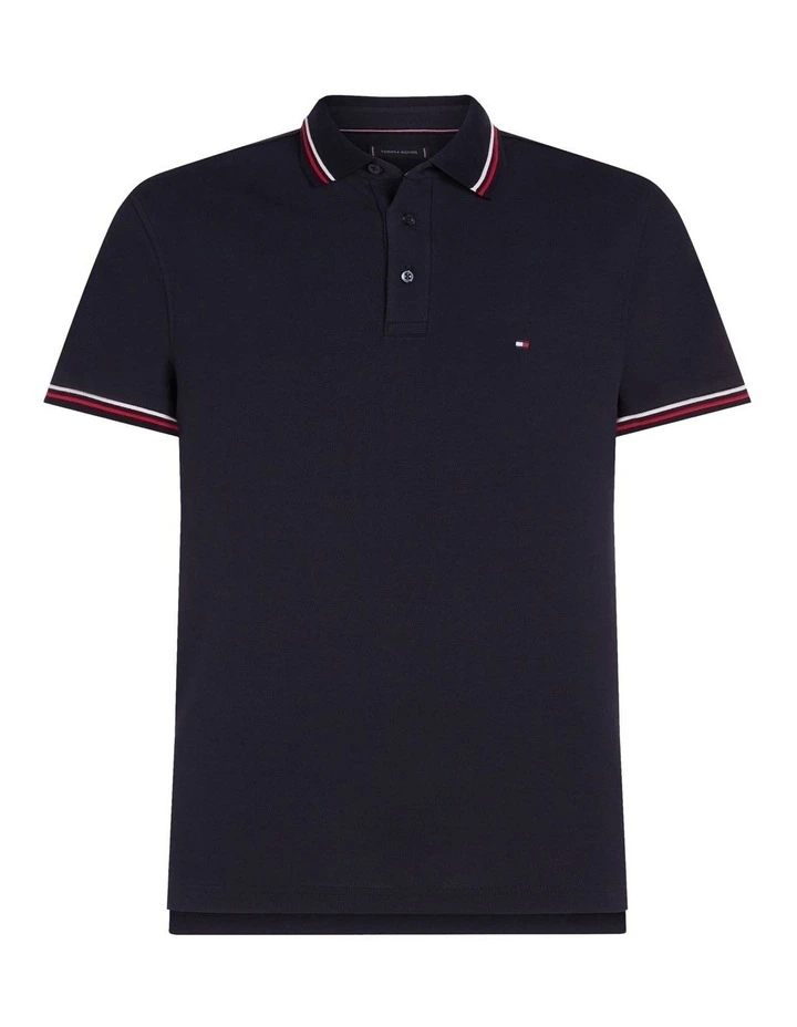 Tipped Slim Fit Polo Shirt in Navy image 5
