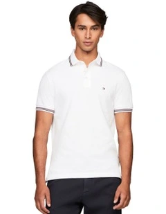Tipped Slim Fit Polo Shirt in White