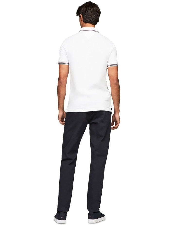 Tipped Slim Fit Polo Shirt in White image 2