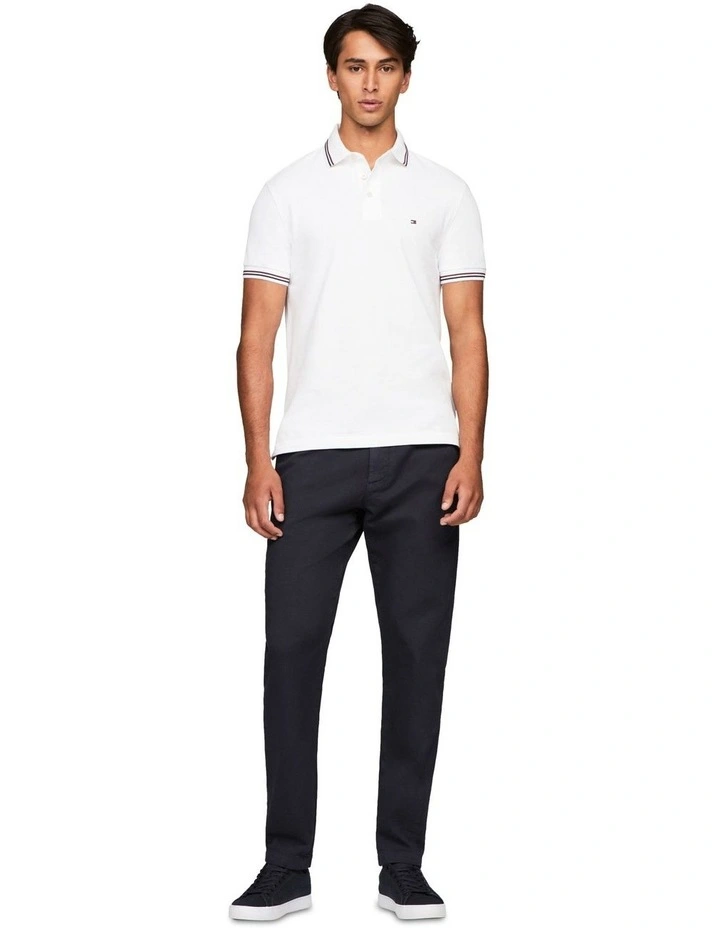 Tipped Slim Fit Polo Shirt in White image 4