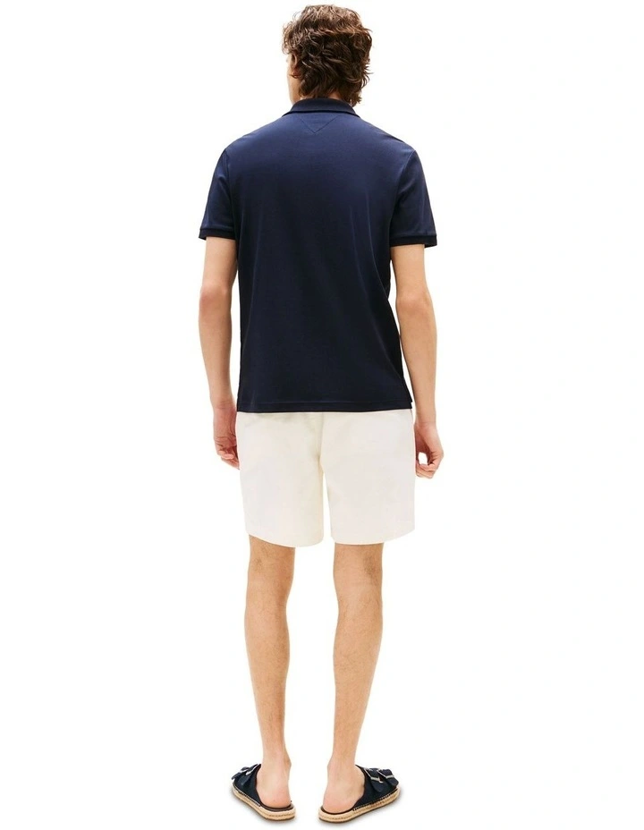 Regular Signature Zip Placket Polo Shirt in Blue image 2