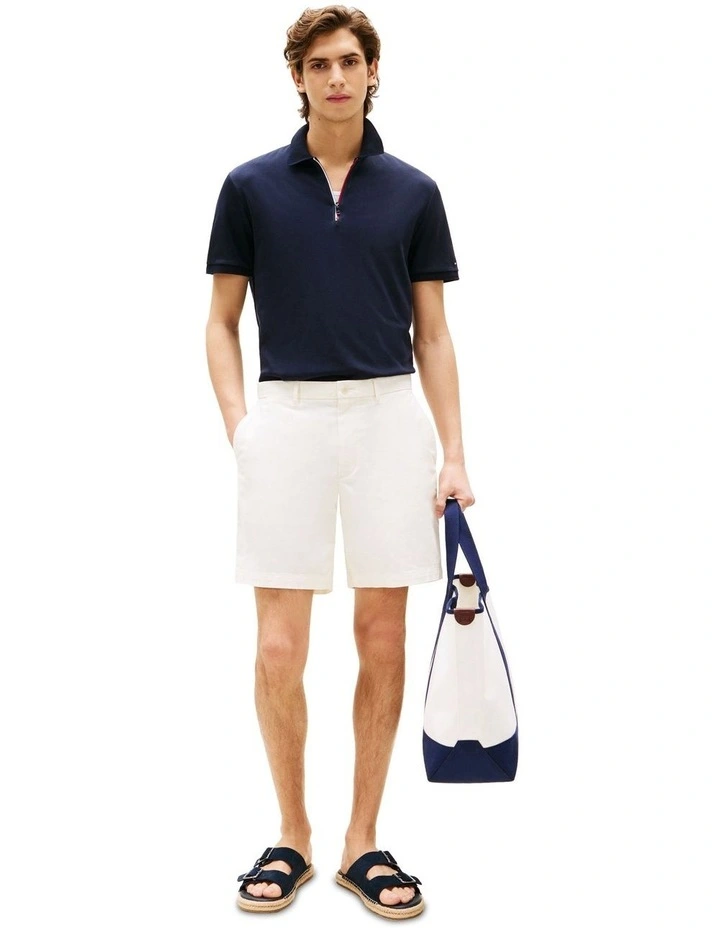 Regular Signature Zip Placket Polo Shirt in Blue image 4