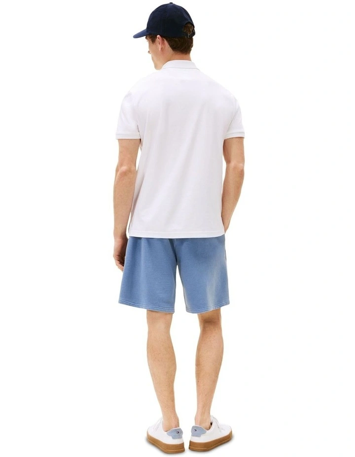 Regular Signature Zip Placket Polo Shirt in White image 2
