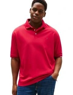 Big & Tall Flag Cuff Polo in Red