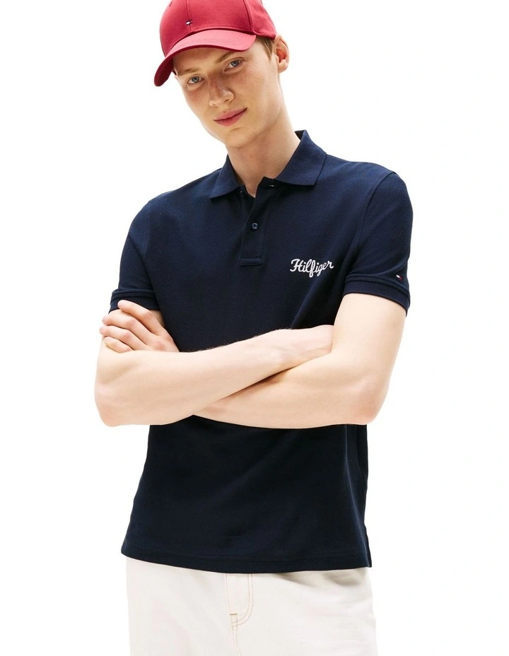 Graphic Regular Polo in Blue image 1