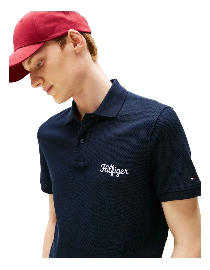 Graphic Regular Polo in Blue image 3