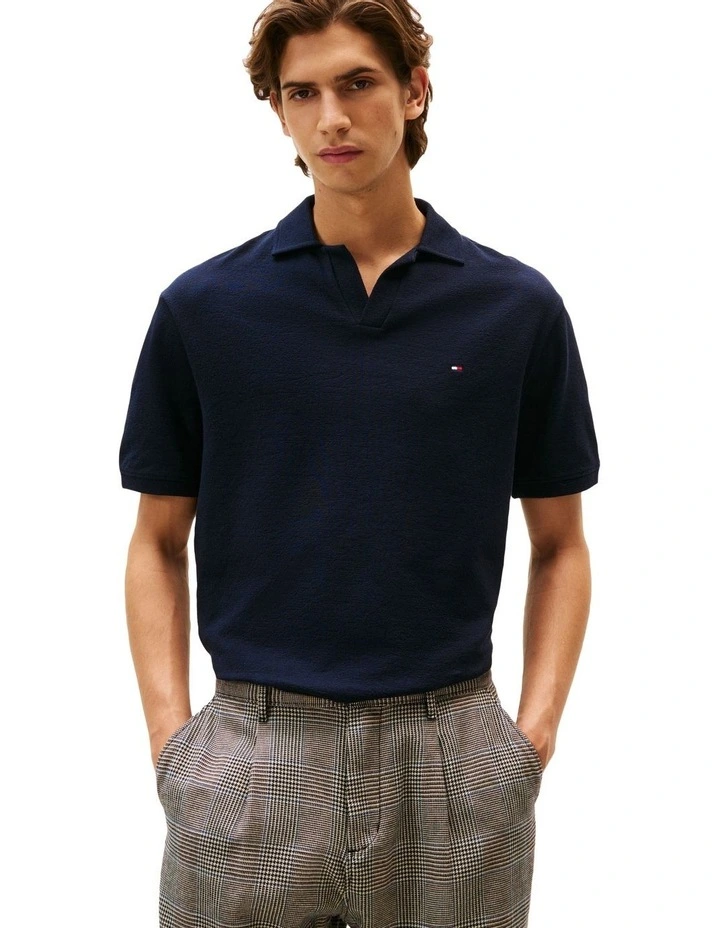 Crepe Classic Fit Polo in Blue image 1