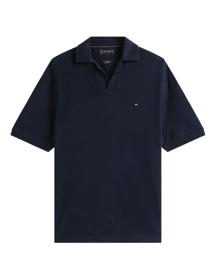 Crepe Classic Fit Polo in Blue image 5