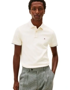 Seersucker Polo Shirt in Cream