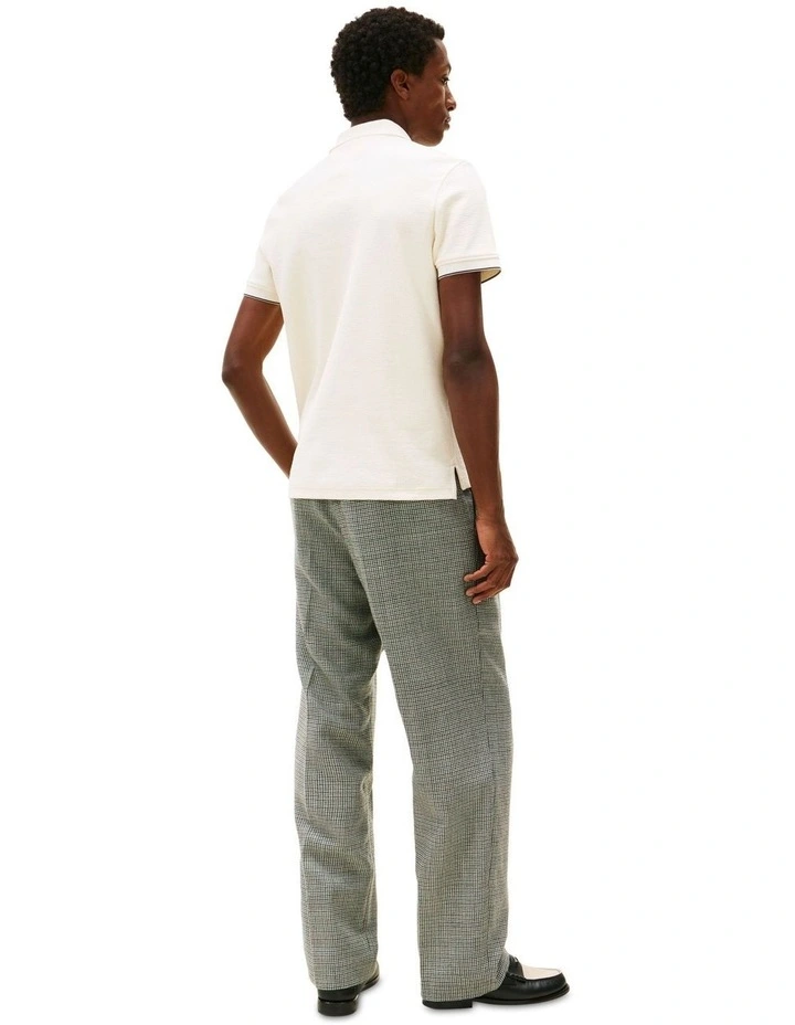 Seersucker Polo Shirt in Cream image 3