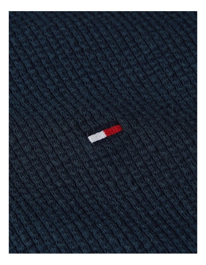 Seersucker Polo Shirt in Navy image 7