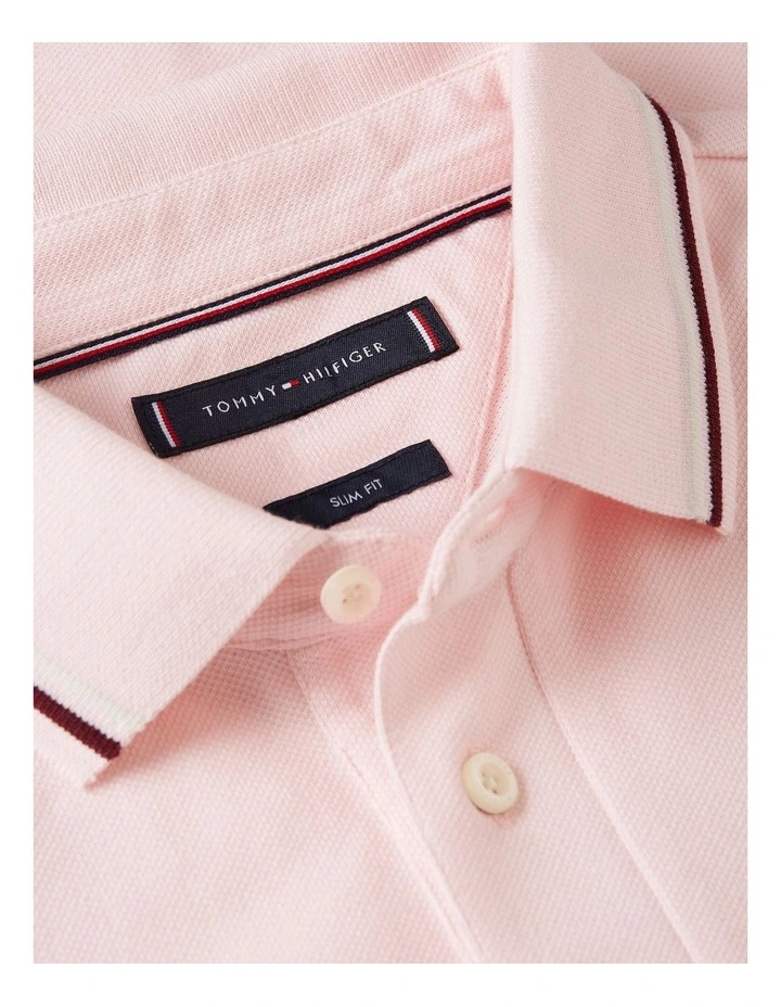 Slim Tipped Polo Shirt in Pink image 6