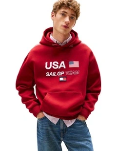 U.S. Sail GP Team Interlock Knit Hoody in Red