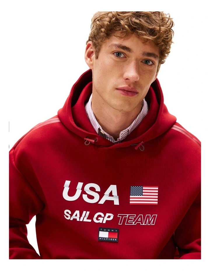 U.S. Sail GP Team Interlock Knit Hoody in Red image 3