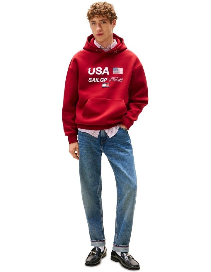 U.S. Sail GP Team Interlock Knit Hoody in Red image 4