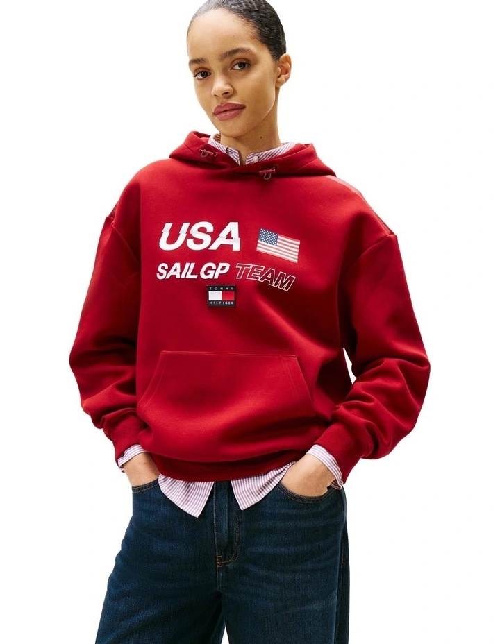 U.S. Sail GP Team Interlock Knit Hoody in Red image 5